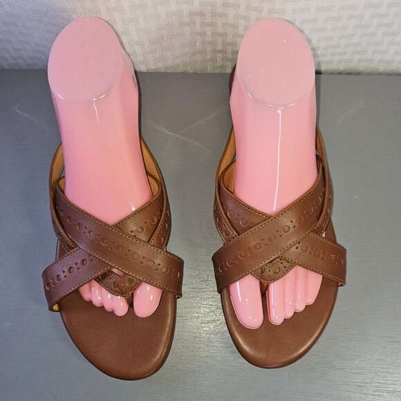 The Office Of Angela Scott Brown Leather Womens Sandals With Dust Bag Size 40 - Picture 5 of 11